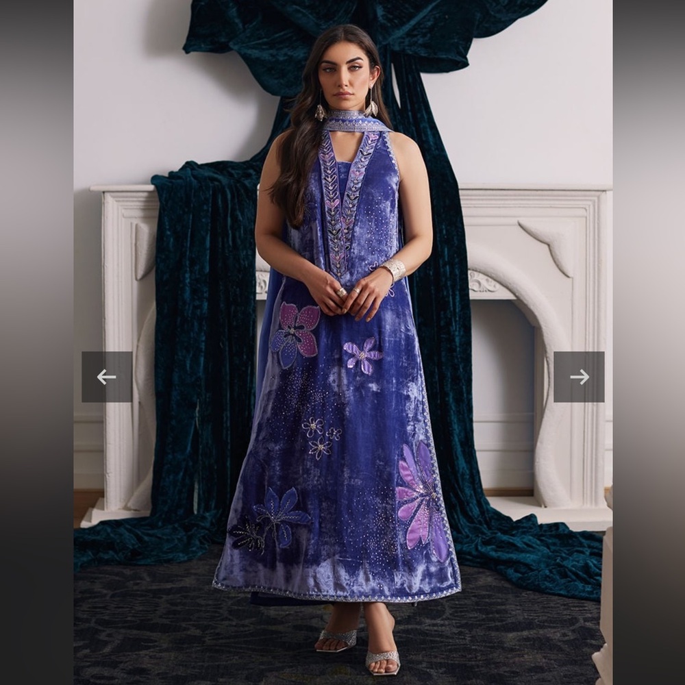 Farah Talib Aziz Purple Velvet Dress